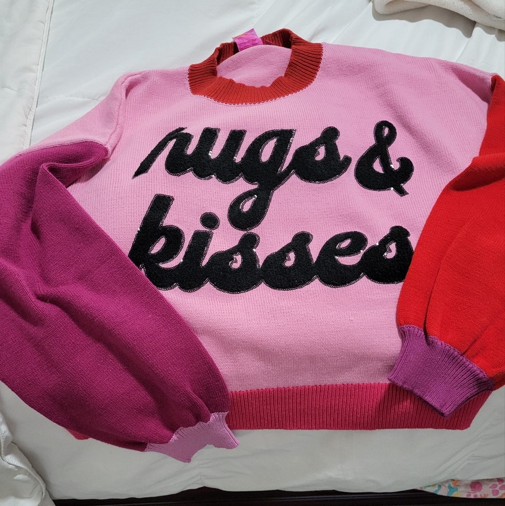 Queen Of Sparkles Hugs & Kisses Colorful Graphic Sweater